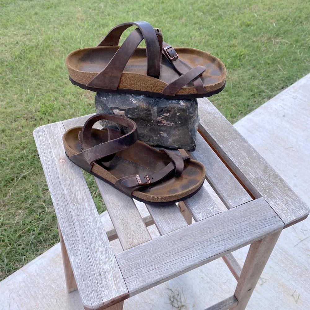 Birkenstock Brown Leather Strappy Sandals